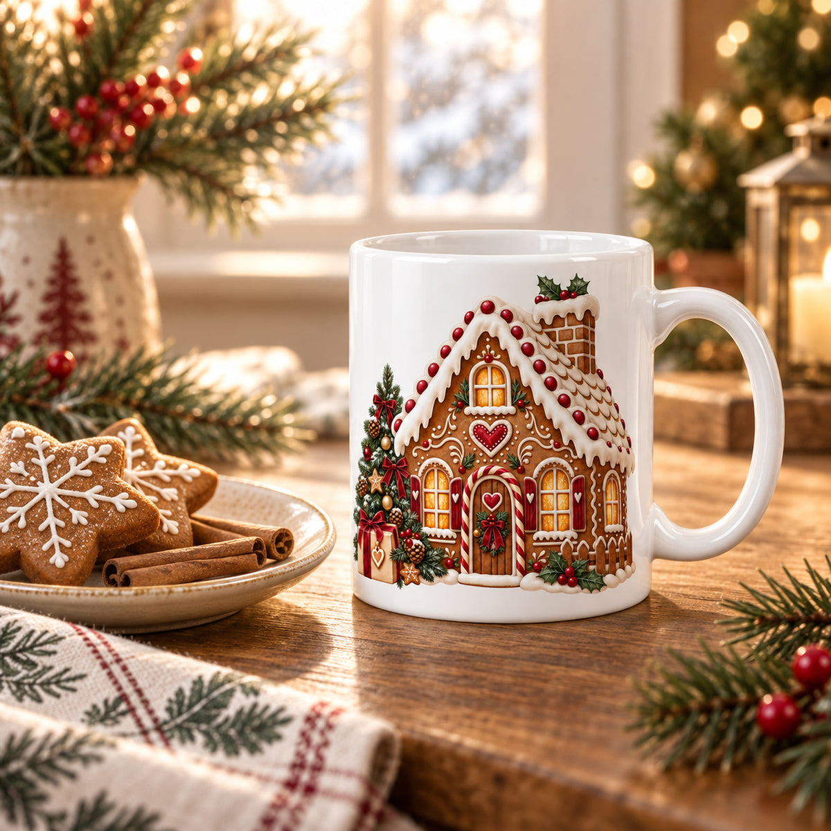 Personalisierte Weihnachtstasse mit Name – Lebkuchenhaus – Ansicht 8