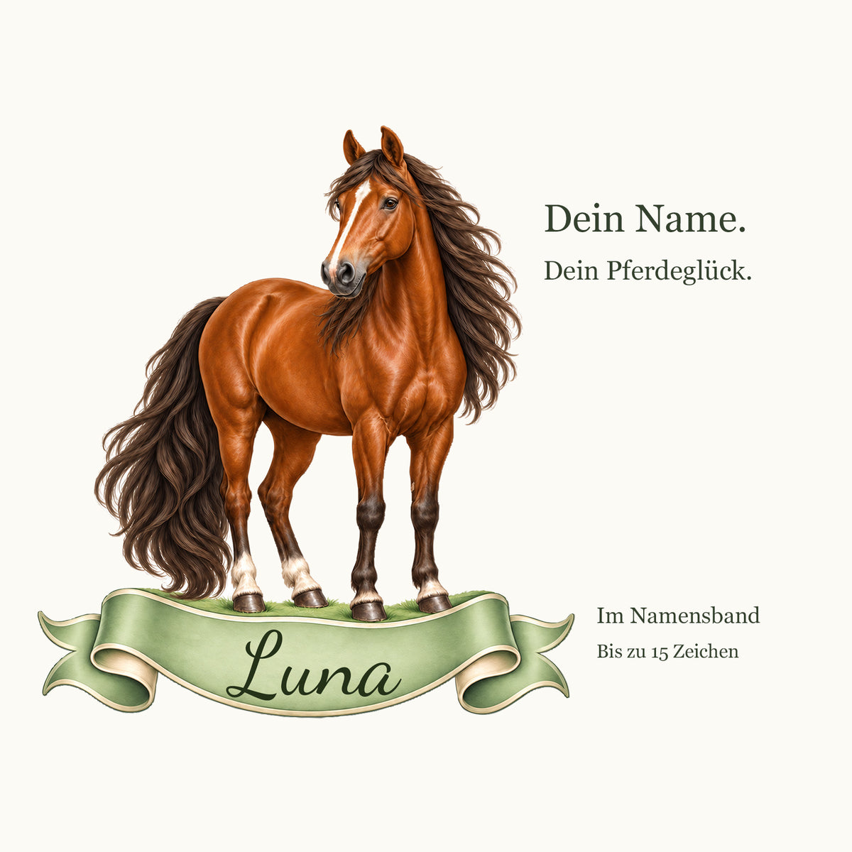 Personalisierung im Namensband unter dem Pferd