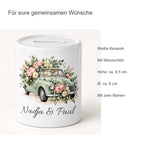 Salbei & Rosen: produktdetails der personalisierten Hochzeits-Spardose mit Nadja und Paul