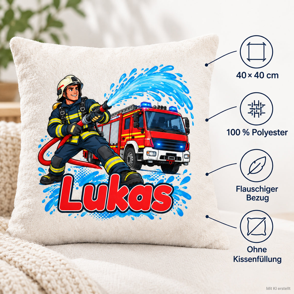 Comic-Einsatz: Produktdetails: 40 × 40 cm, 100 % Polyester, ohne Füllung.