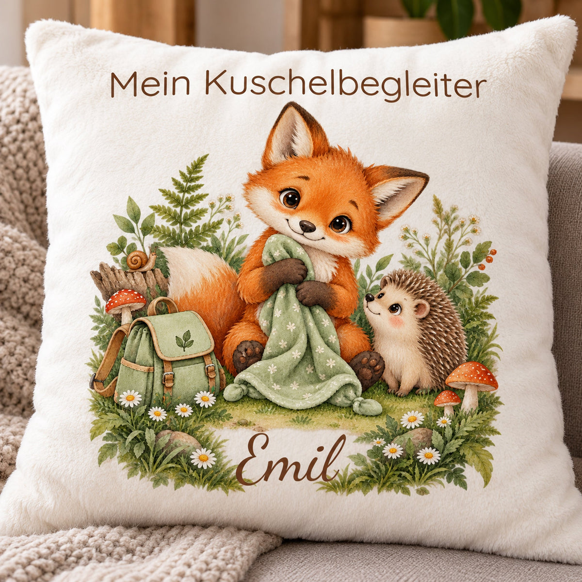 Personalisierter Fuchs-Kissenbezug mit Mein Kuschelbegleiter – Ansicht 6