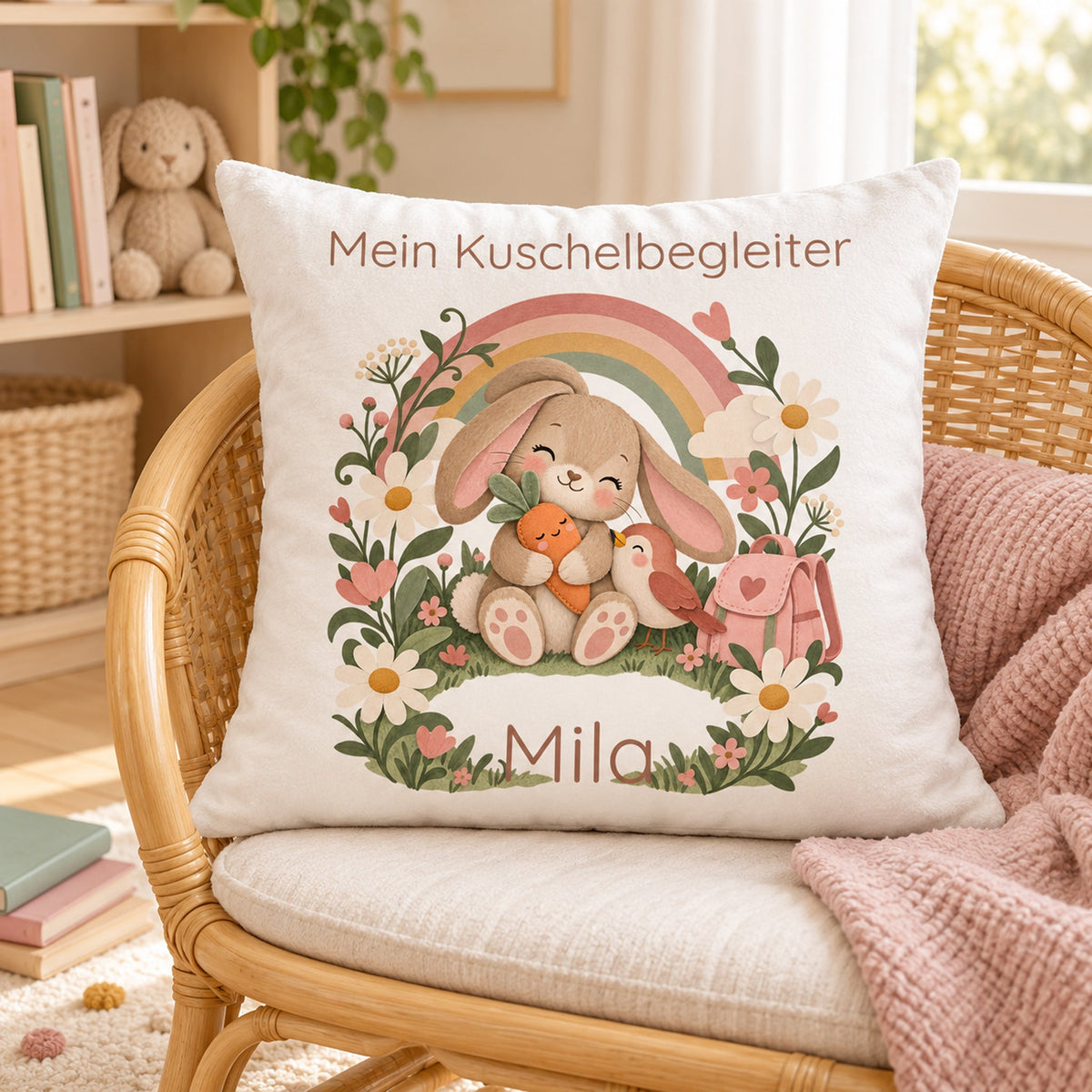 Personalisierter Hase-Kissenbezug mit Mein Kuschelbegleiter – Ansicht 8