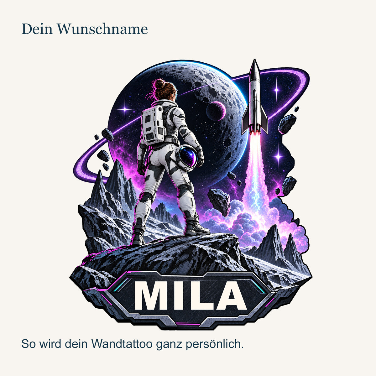 Personalisiertes Wandtattoo Mondmission – personalisierung