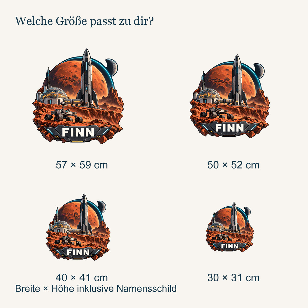 Personalisiertes Wandtattoo Marsbasis – groessenvergleich