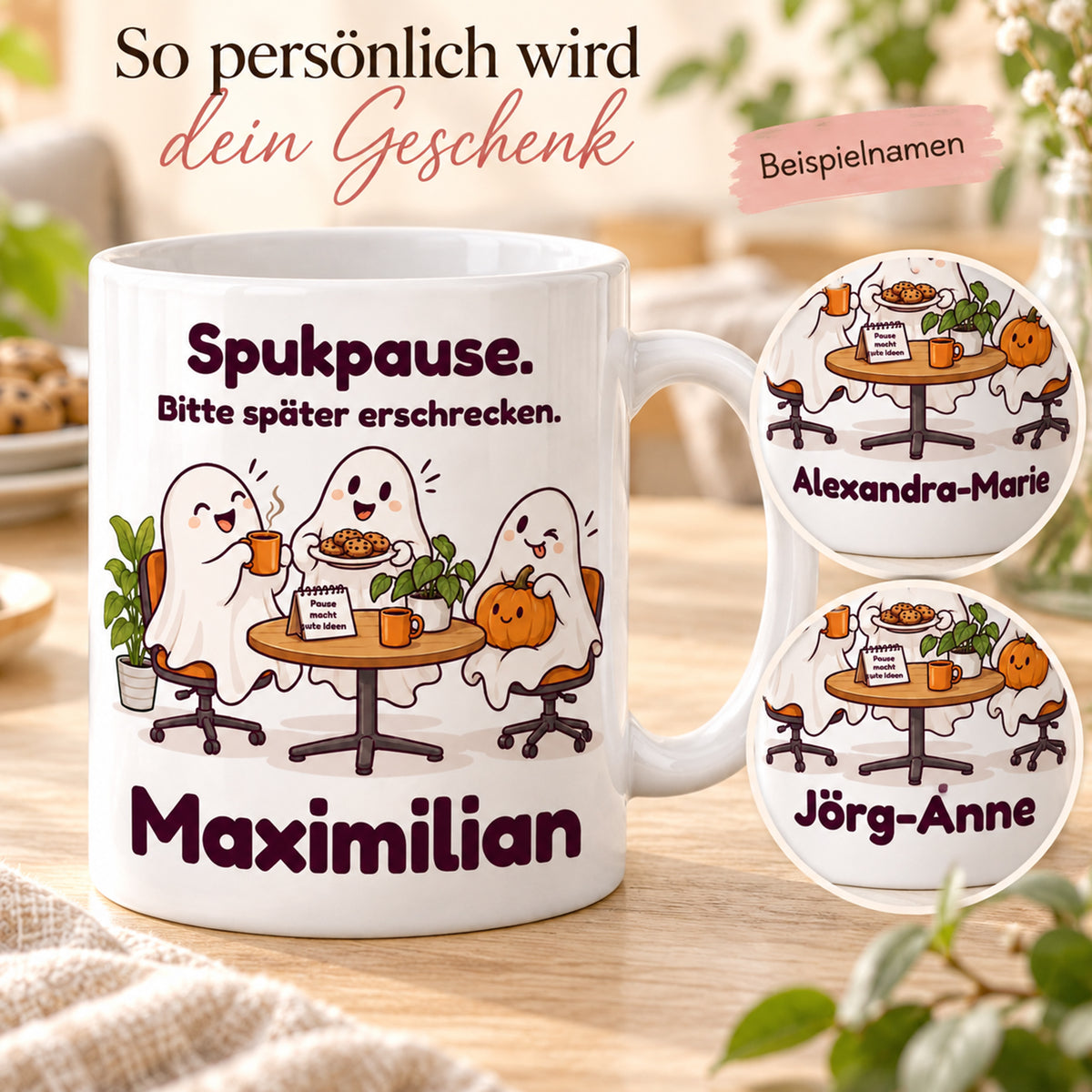 Geisterbuero-Tasse mit Wunschname - Motiv 1, Ansicht 5