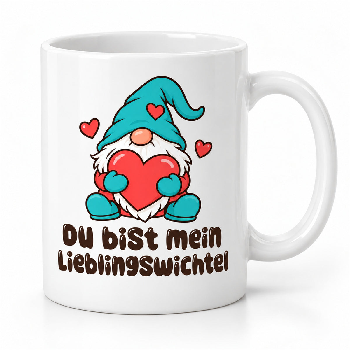 Weiße Wichteltasse mit dem Spruch „Du bist mein Lieblingswichtel“ – Ansicht 1