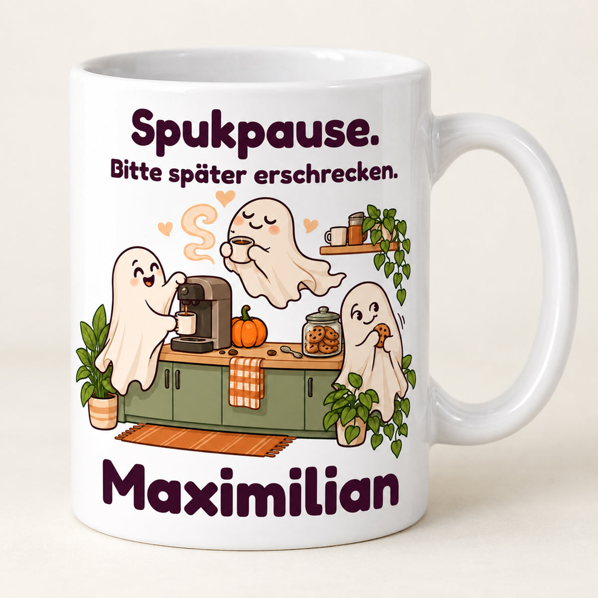 Geisterbuero-Tasse mit Wunschname - Motiv 2, Ansicht 1