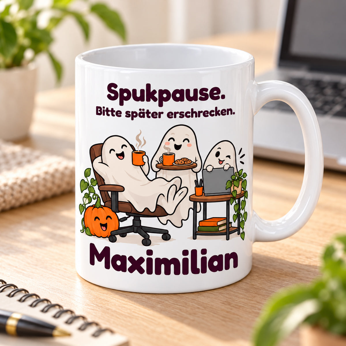Geisterbuero-Tasse mit Wunschname - Motiv 3, Ansicht 3