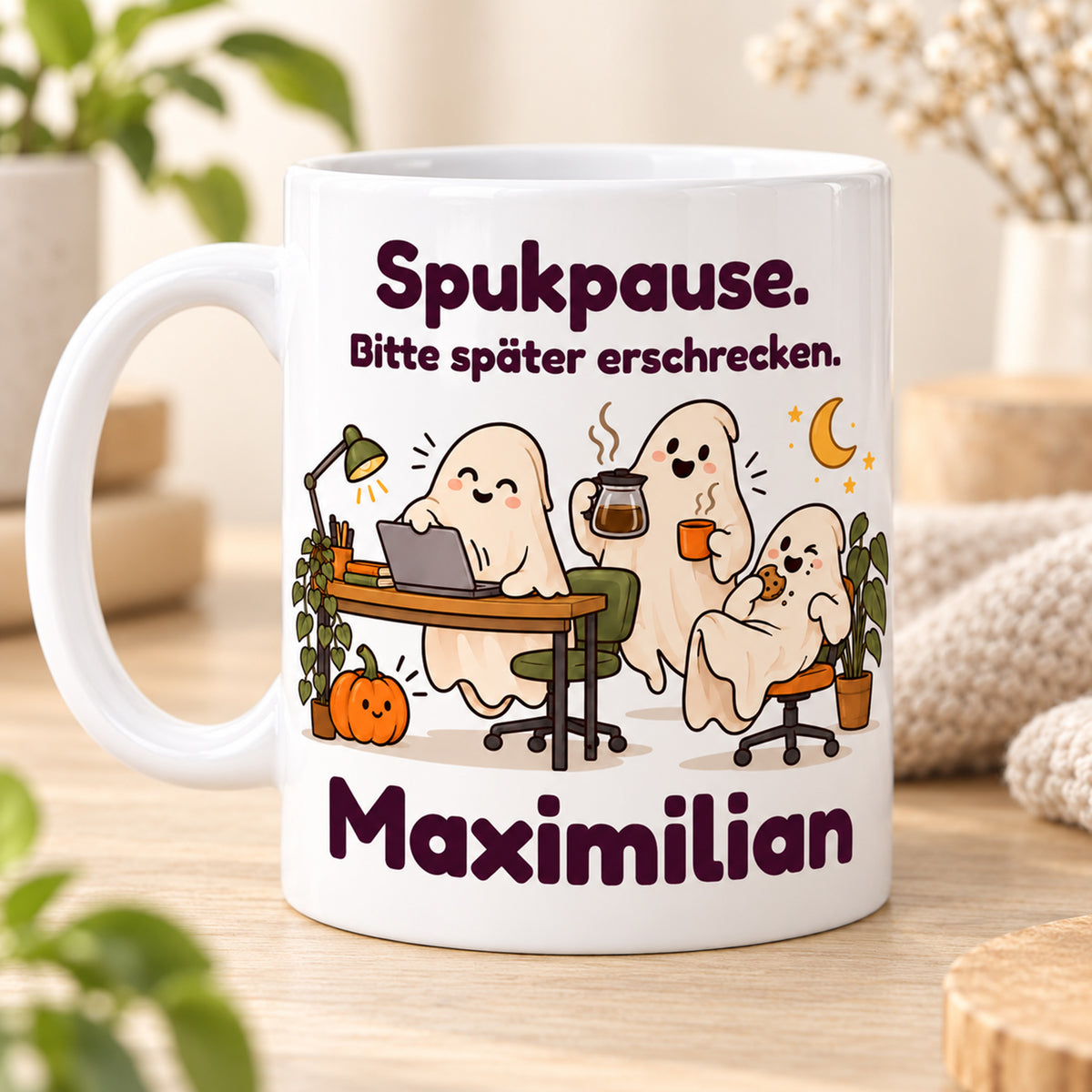 Geisterbuero-Tasse mit Wunschname - Motiv 5, Ansicht 2
