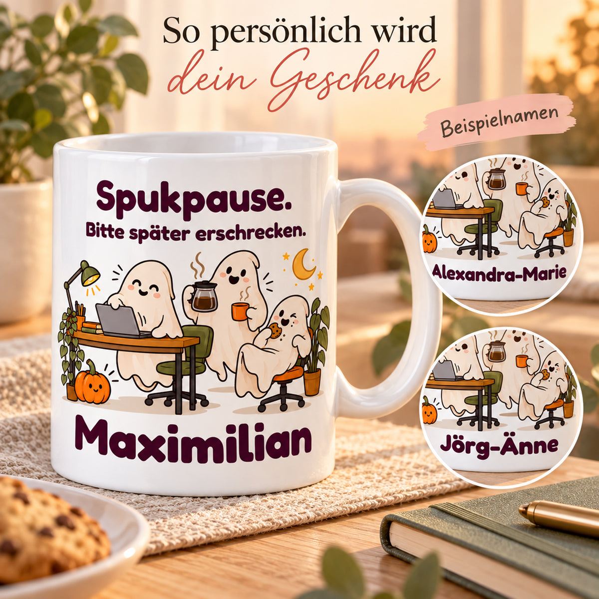Geisterbuero-Tasse mit Wunschname - Motiv 5, Ansicht 5