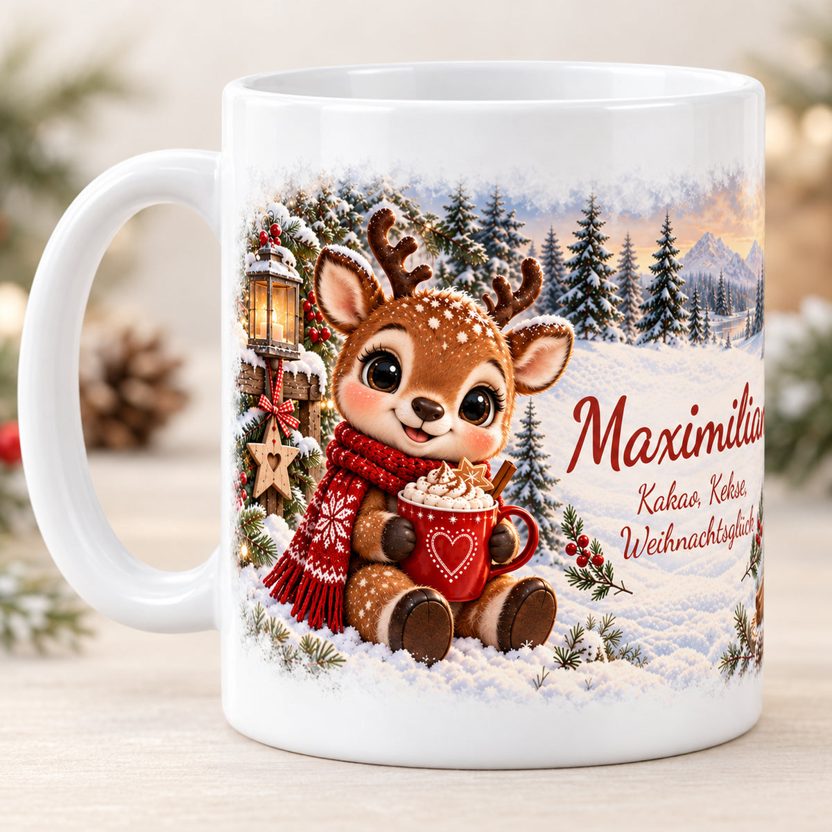 Weihnachtstasse Rentier mit Namen – Keramik, 330 ml – 02-reverse-view