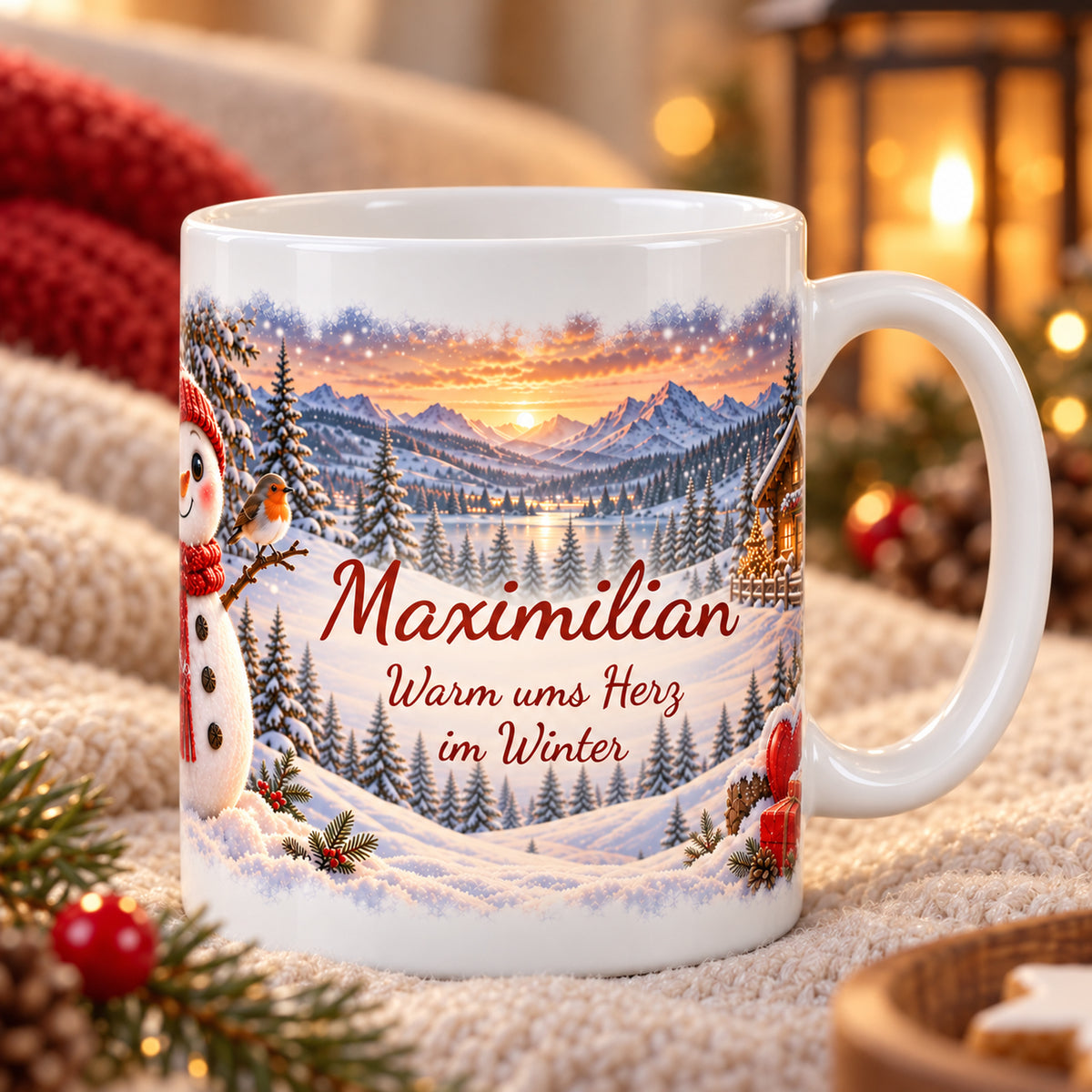Weihnachtstasse Schneemann mit Namen – Keramik, 330 ml – 08-lifestyle