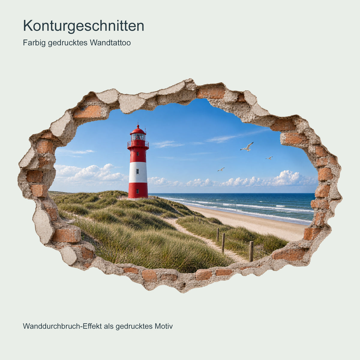 Wandtattoo Leuchtturm mit Wanddurchbruch-Effekt – Ansicht 6