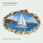 Wandtattoo Segelboot mit Wanddurchbruch-Effekt – Ansicht 6