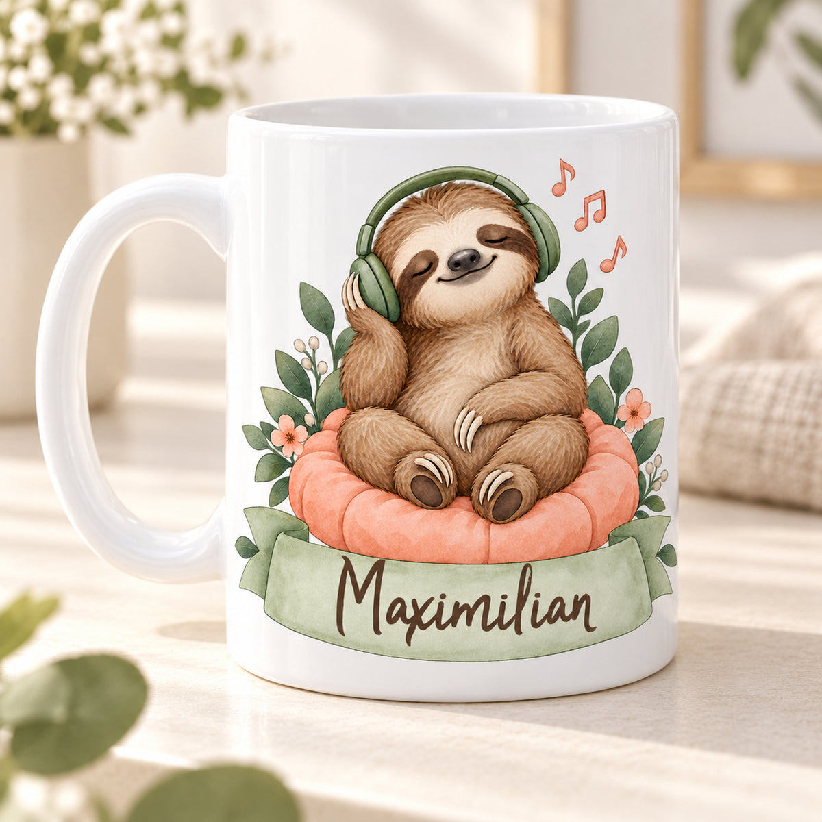 Faultier-Tasse Musik genießen – Produktansicht