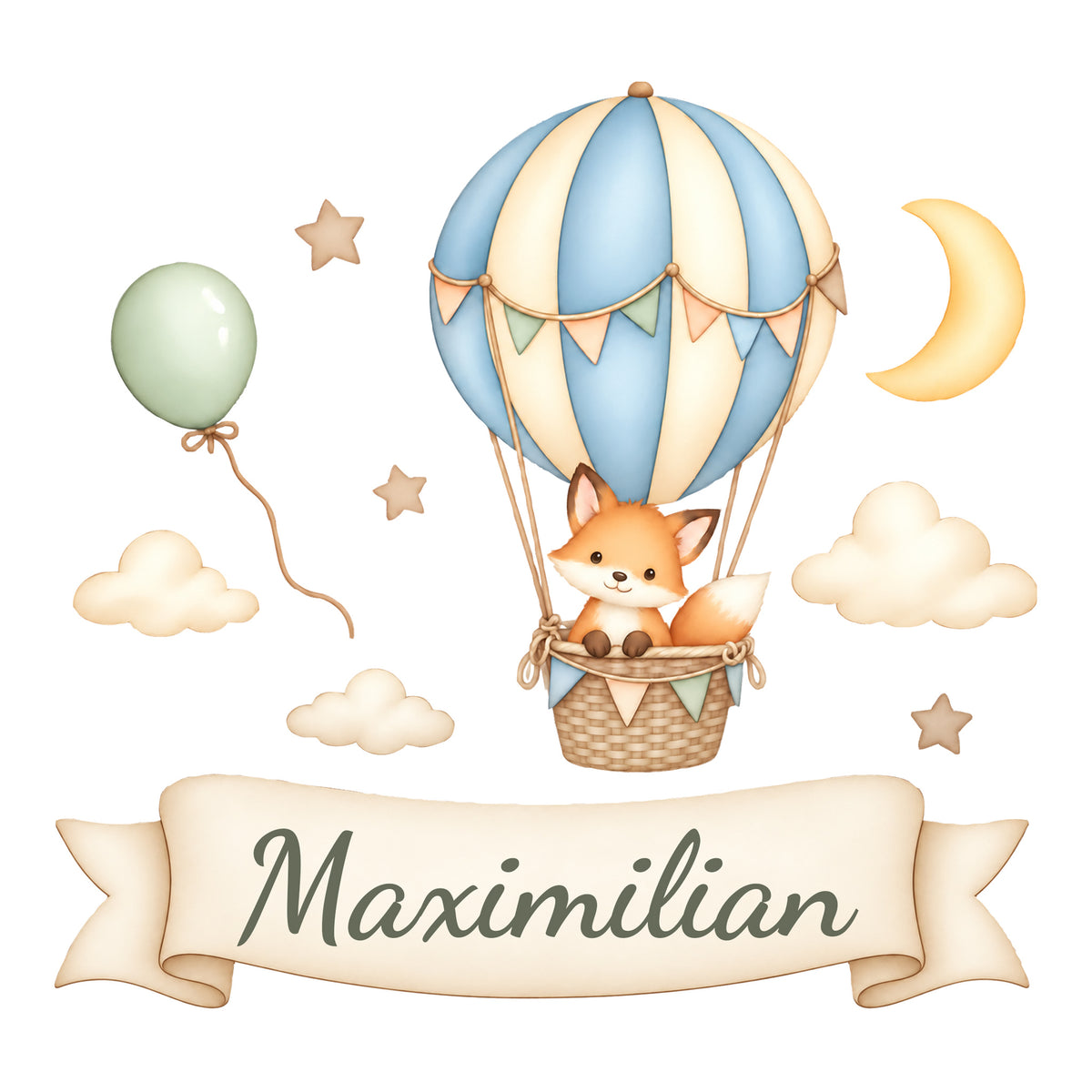 Wandtattoo Fuchs mit Namen im Banner - Hauptbild