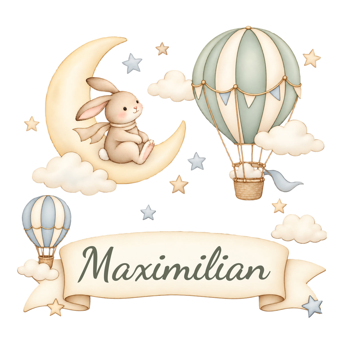 Wandtattoo Hase mit Namen im Banner - Hauptbild