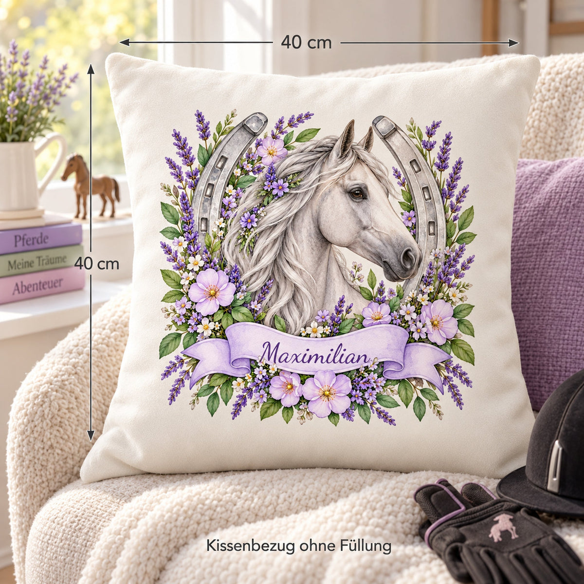 Pferde-Kissenbezug Lavendel – Bild 6