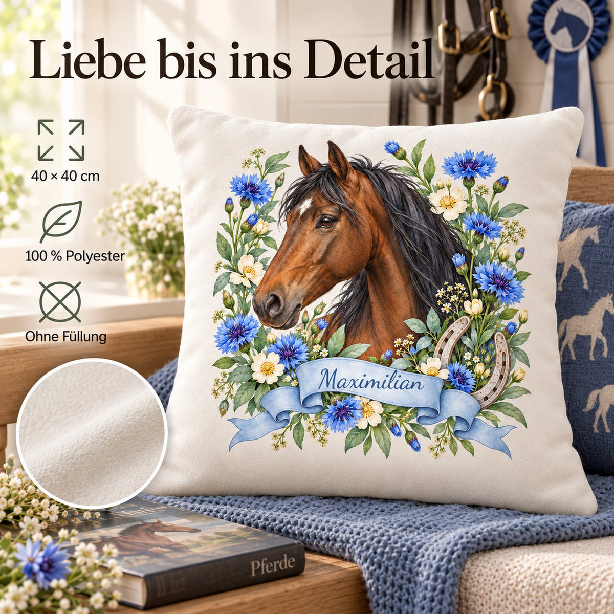 Pferde-Kissenbezug Kornblumen – Bild 4