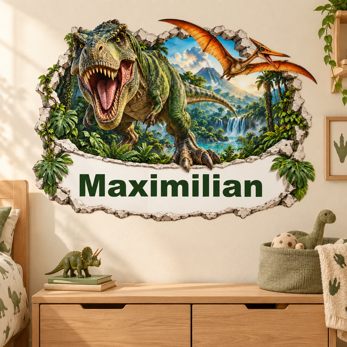 Dinosaurier-Wandtattoo Motiv 1 – Wohnraumbeispiel