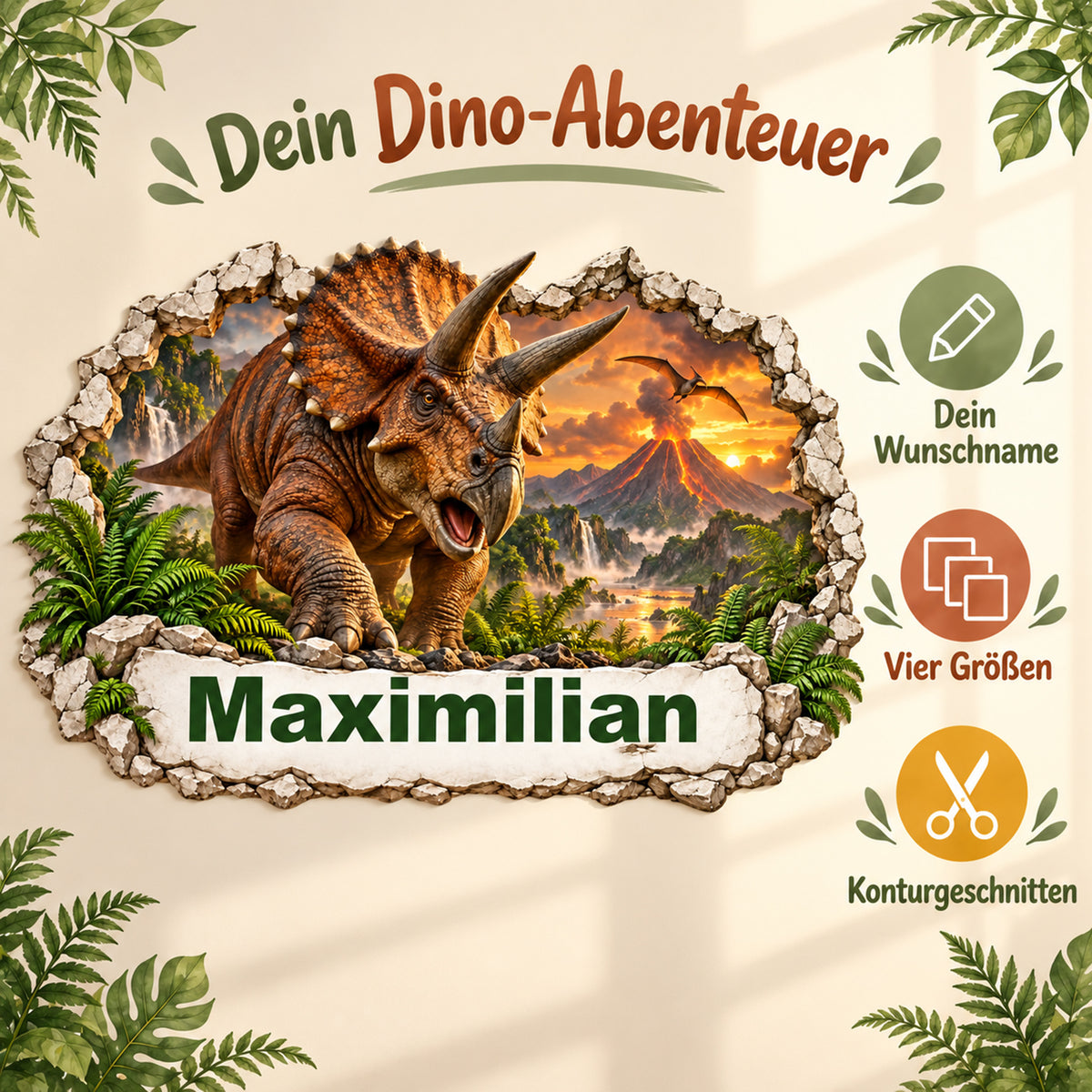 Dinosaurier-Wandtattoo Motiv 2 – Produkteigenschaften