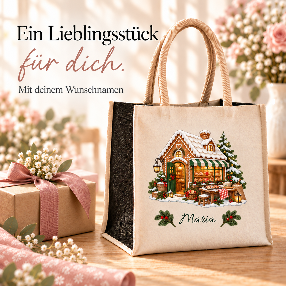 Weihnachtstasche mit Namen – Lebkuchenhaus Lebkuchenbäckerei – Produktansicht 7