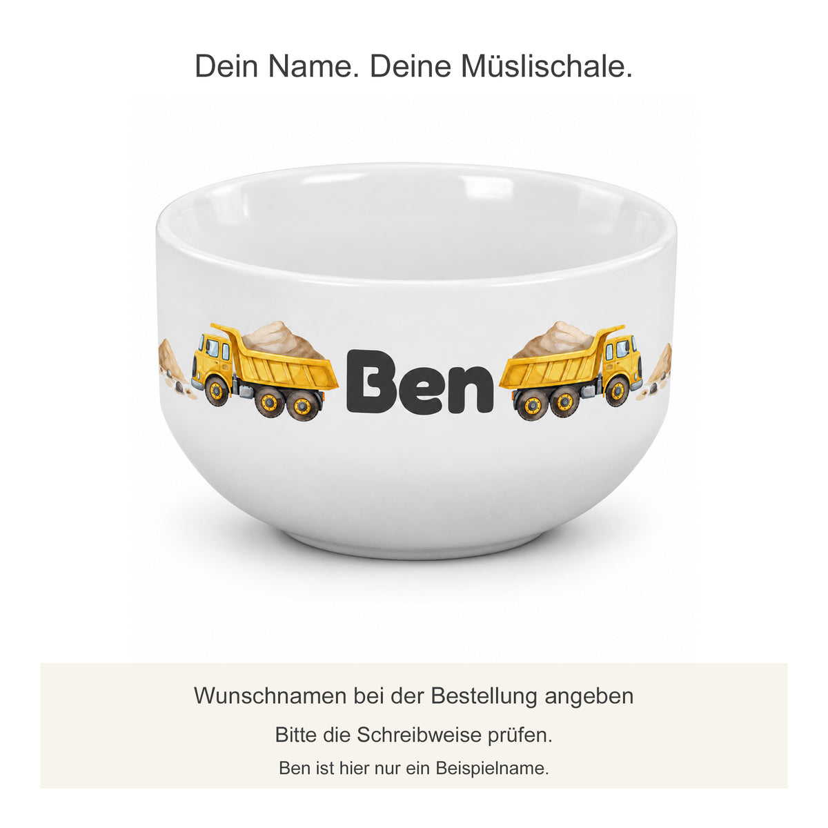 Personalisierung der Müslischale: Beispielname Ben