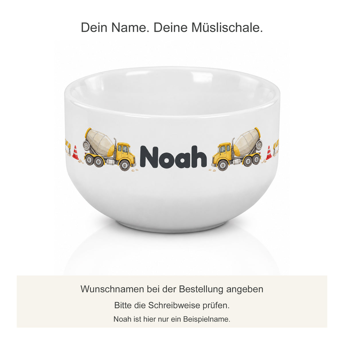 Personalisierung der Müslischale: Beispielname Noah