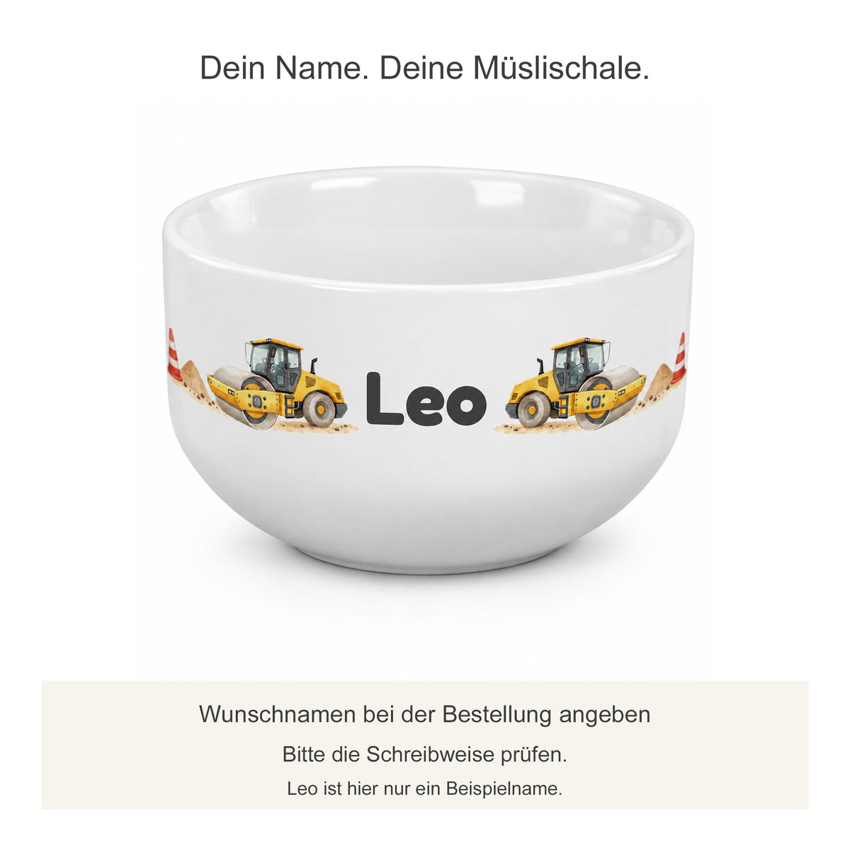 Personalisierung der Müslischale: Beispielname Leo