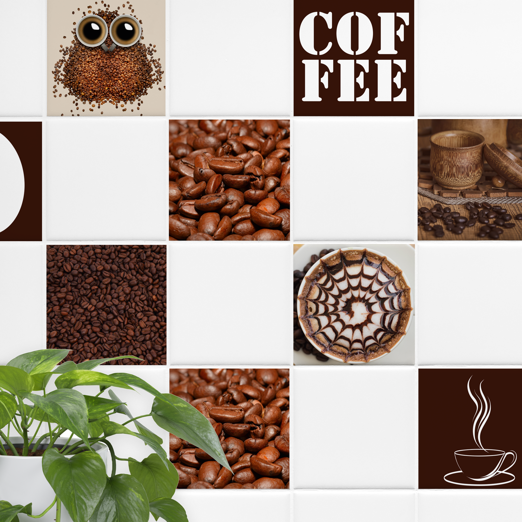 Fliesenaufkleber Kaffee 12 Stück