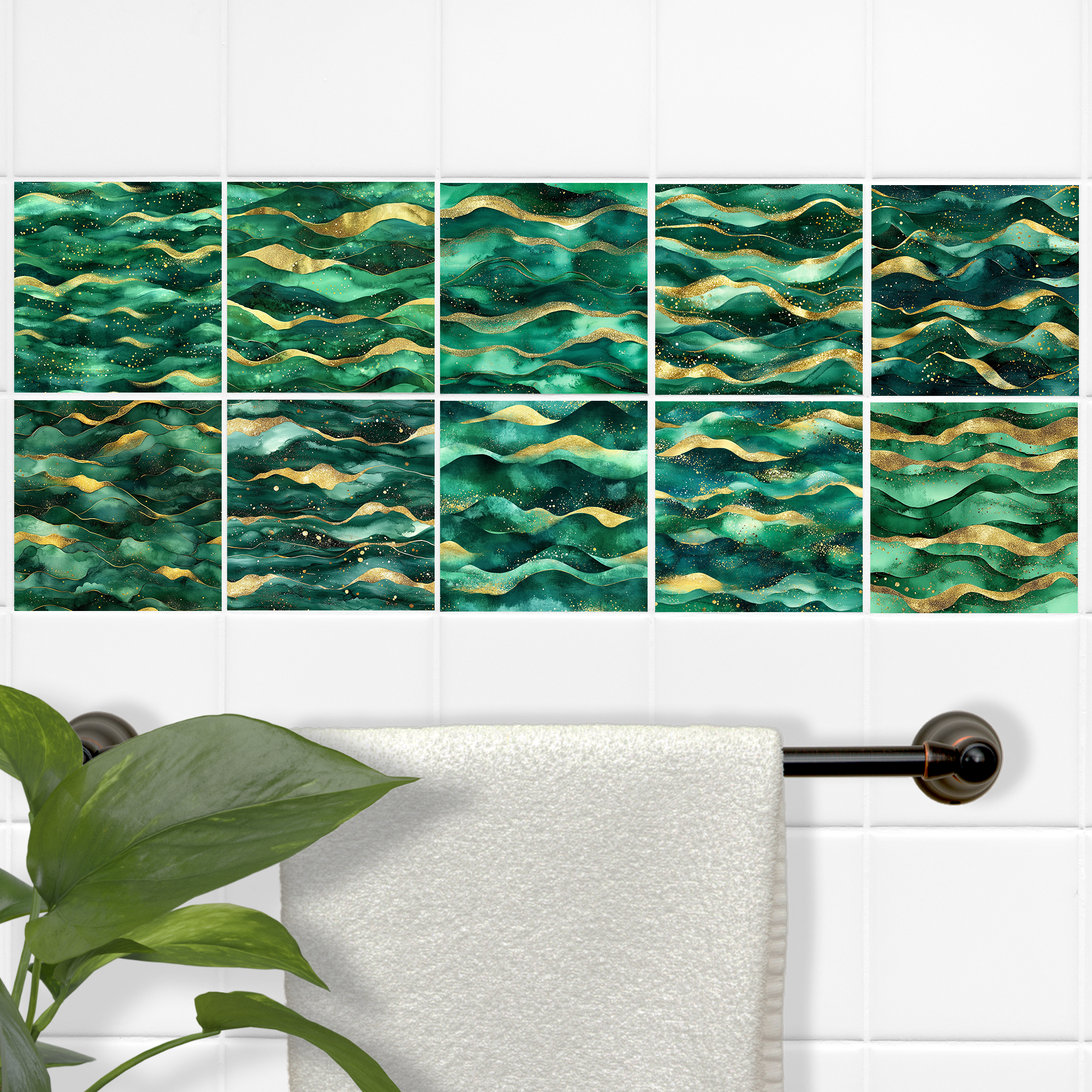 Fliesenfolie Grüner Wellenlook