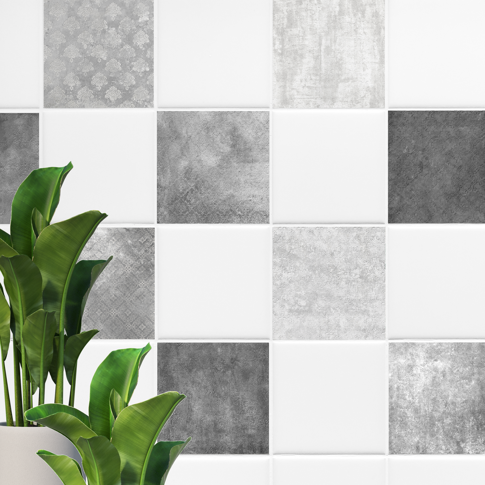 Fliesenaufkleber Graues Ornament