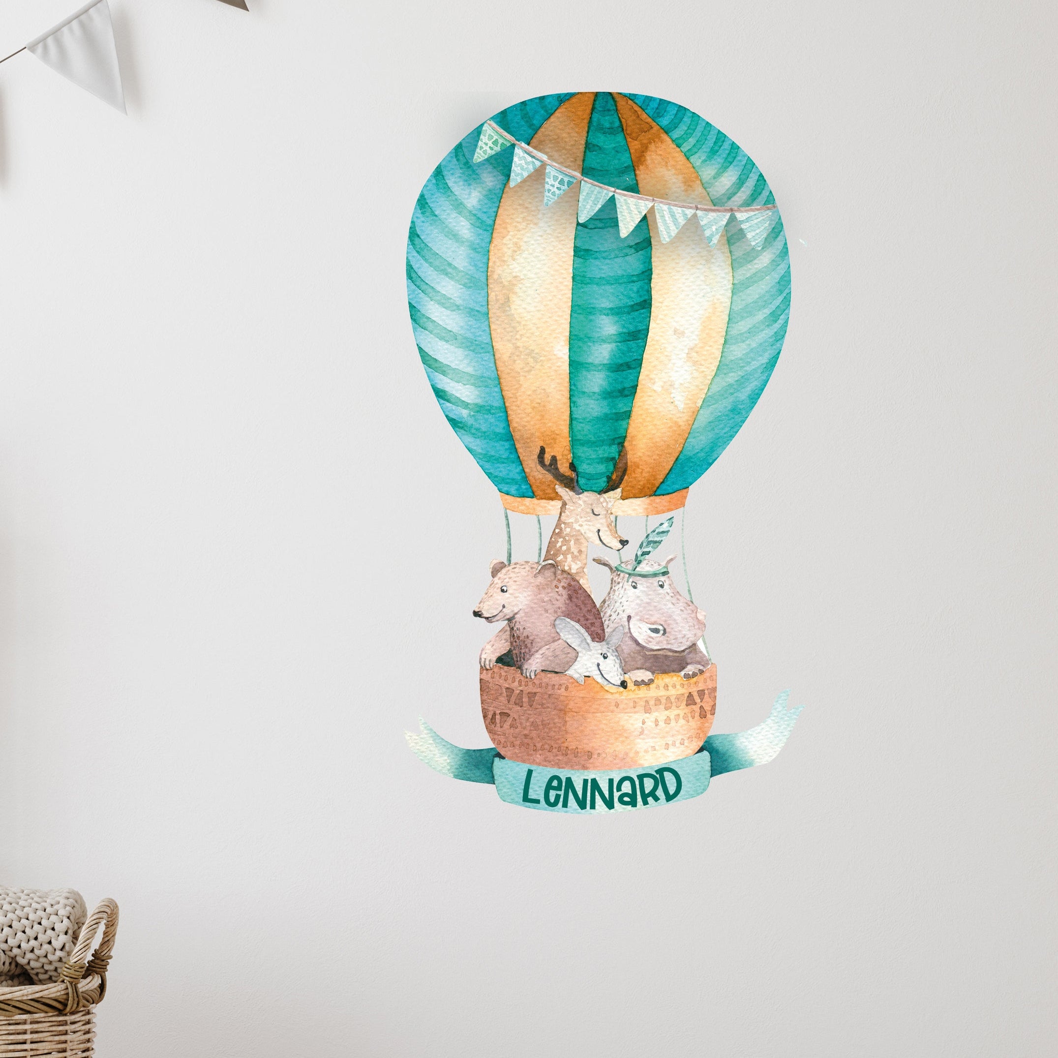 Wandtattoo Heißluftballon mit Namen