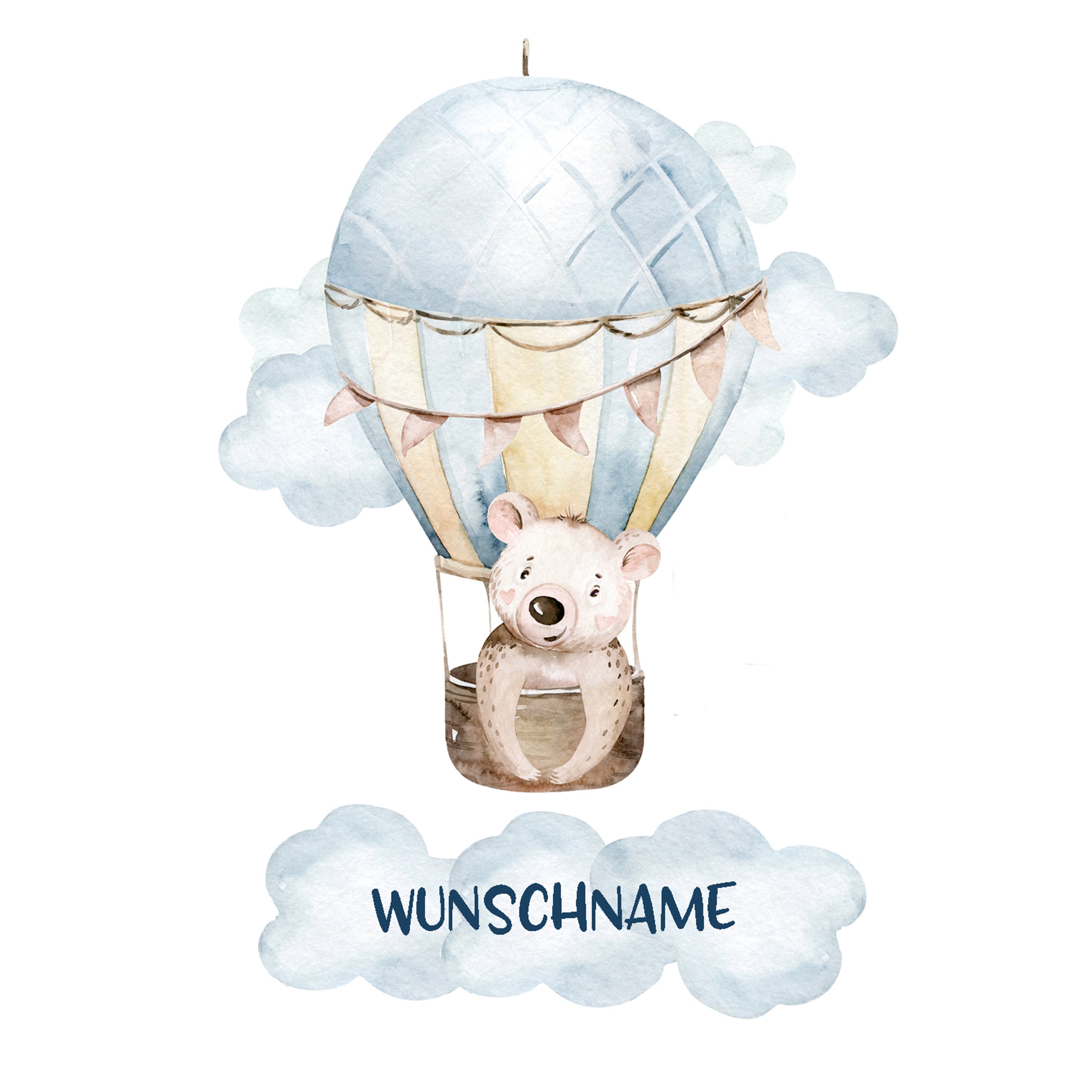 Wandtattoo Bär im Heißluftballon