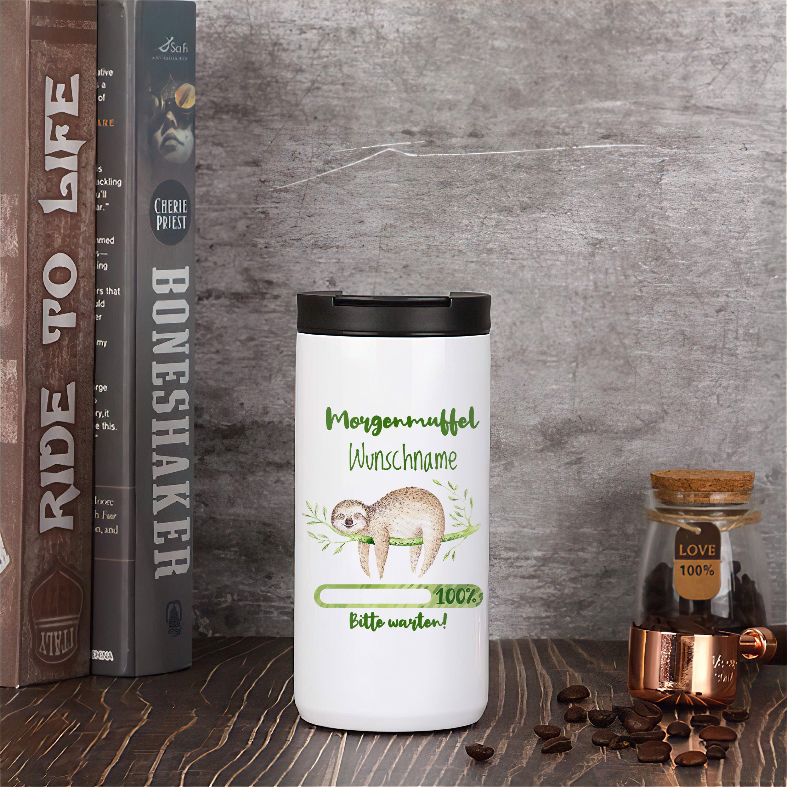 Kaffeebecher mit Faultier Morgenmuffel