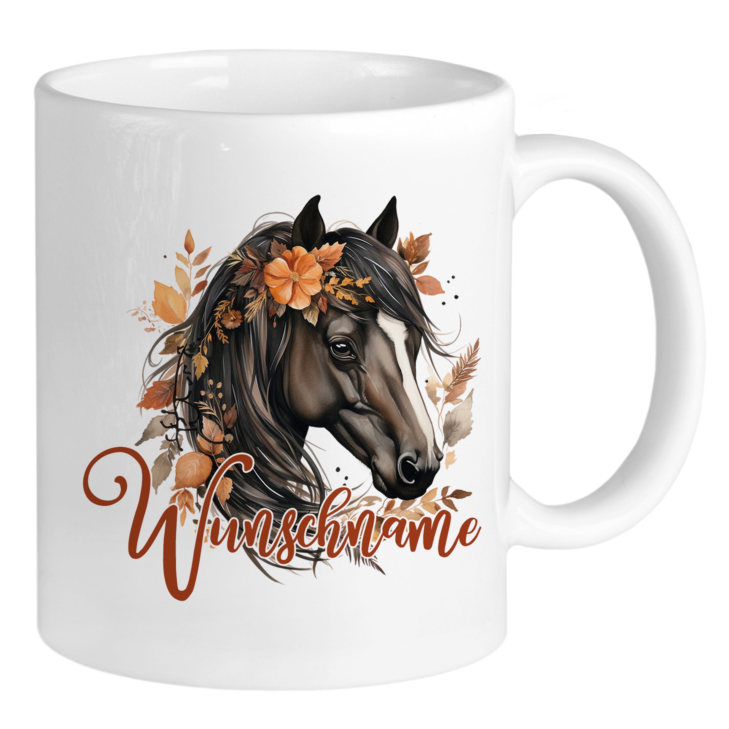 Personalisierte Tasse Pferd in braun