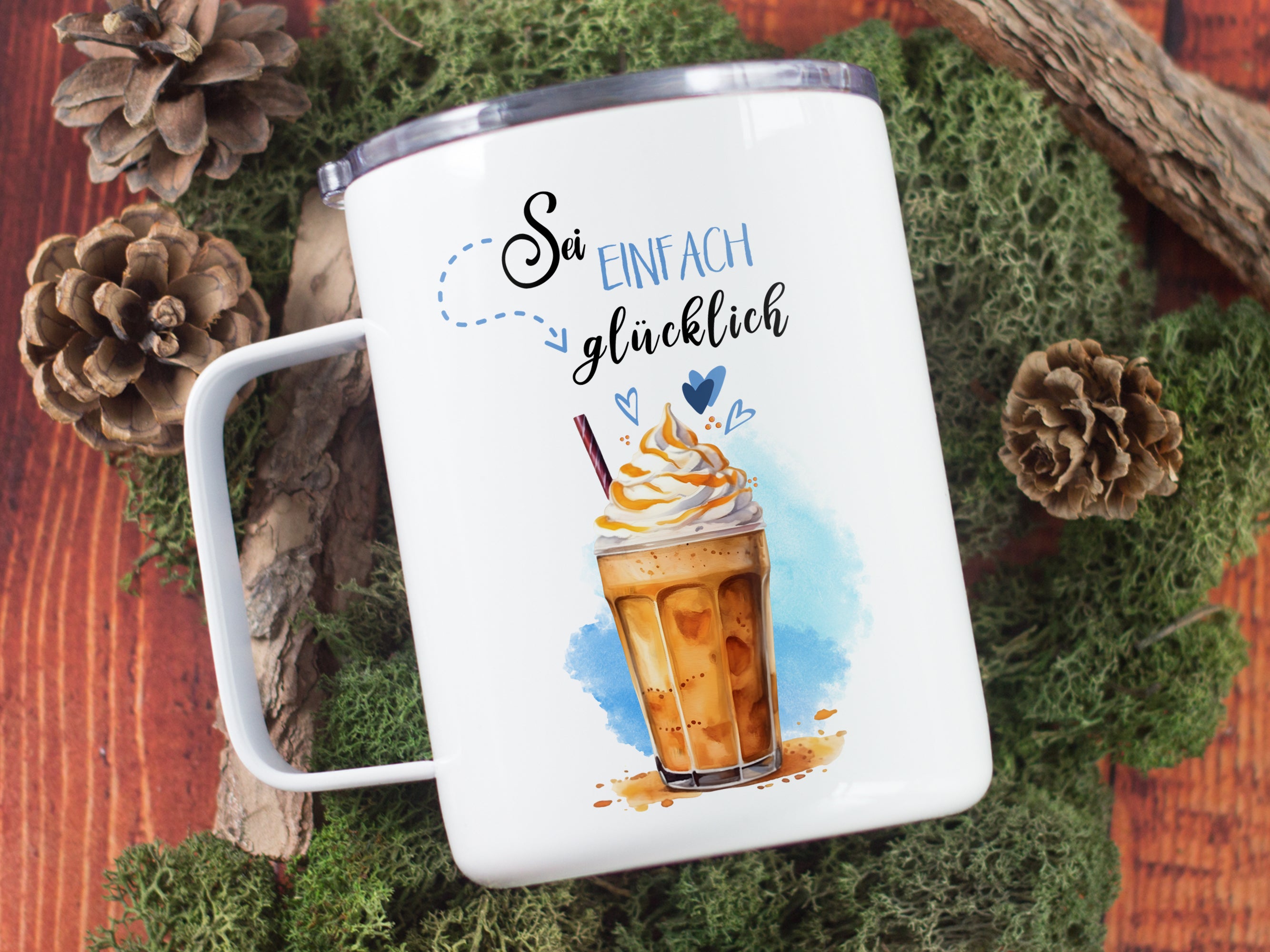 Thermobecher Sei einfach glücklich - Für genussvolle Momente