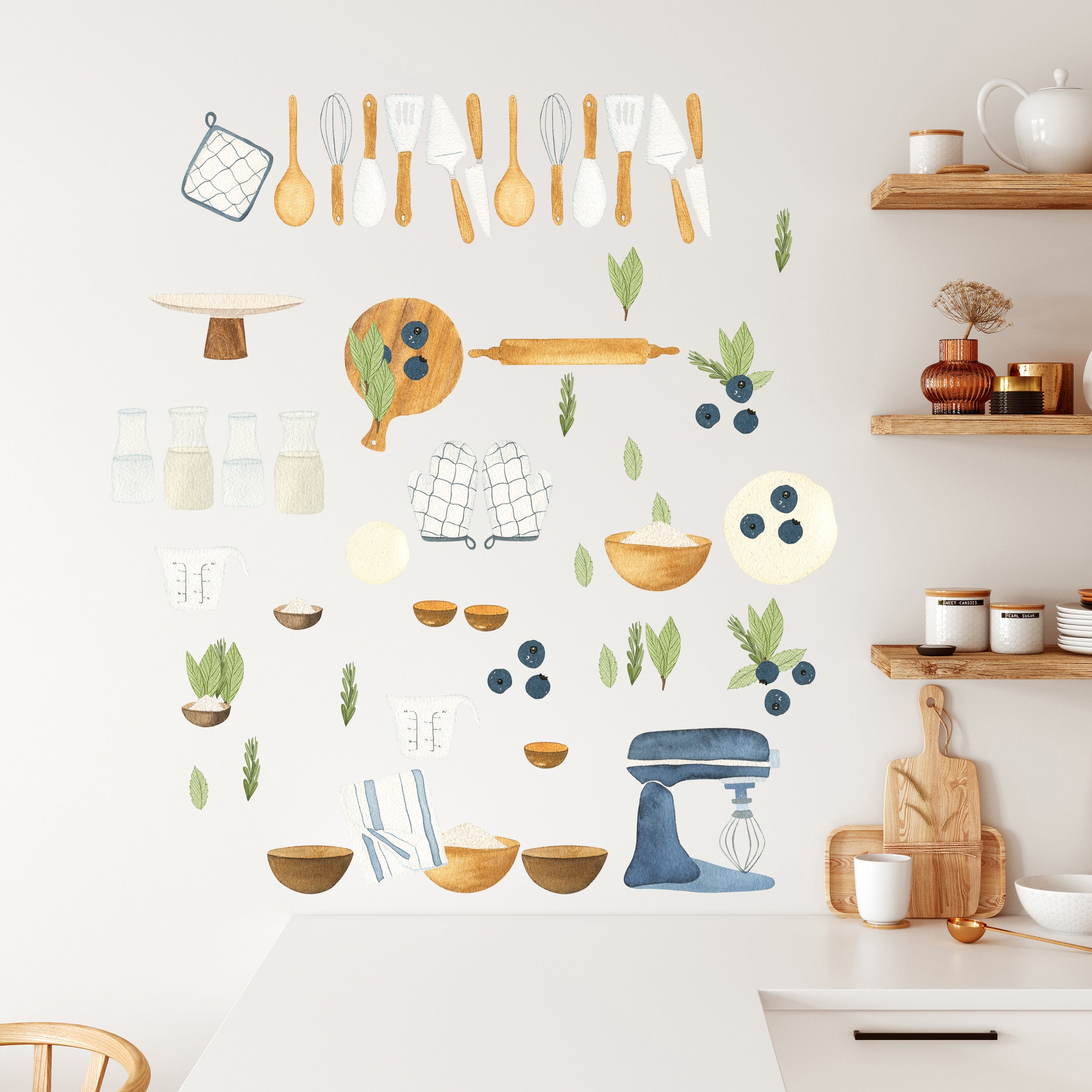 Wandtattoo Küchenutensilien für Kinderküche