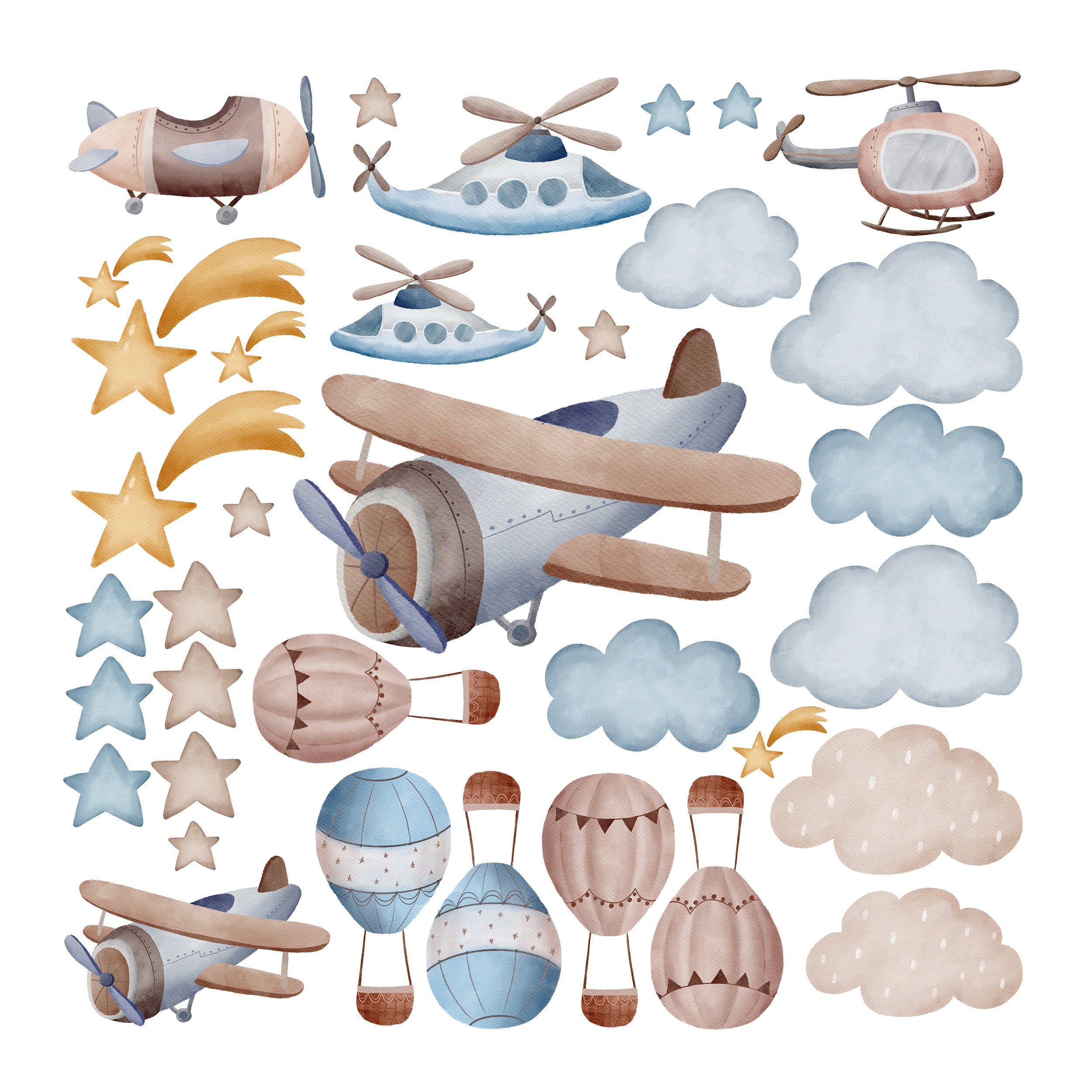 Wandtattoo Flugzeuge und Wolken