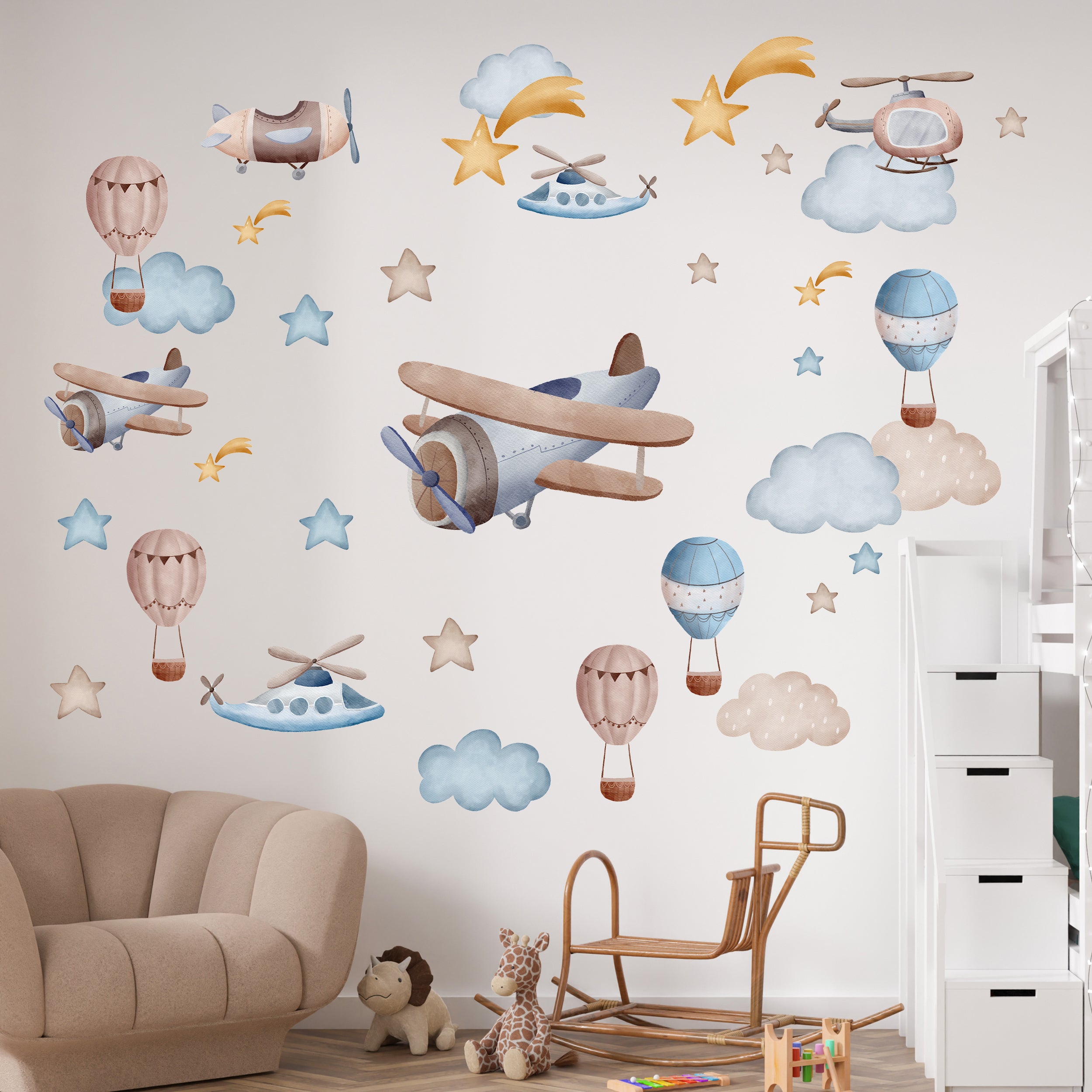 Wandtattoo Flugzeuge und Wolken