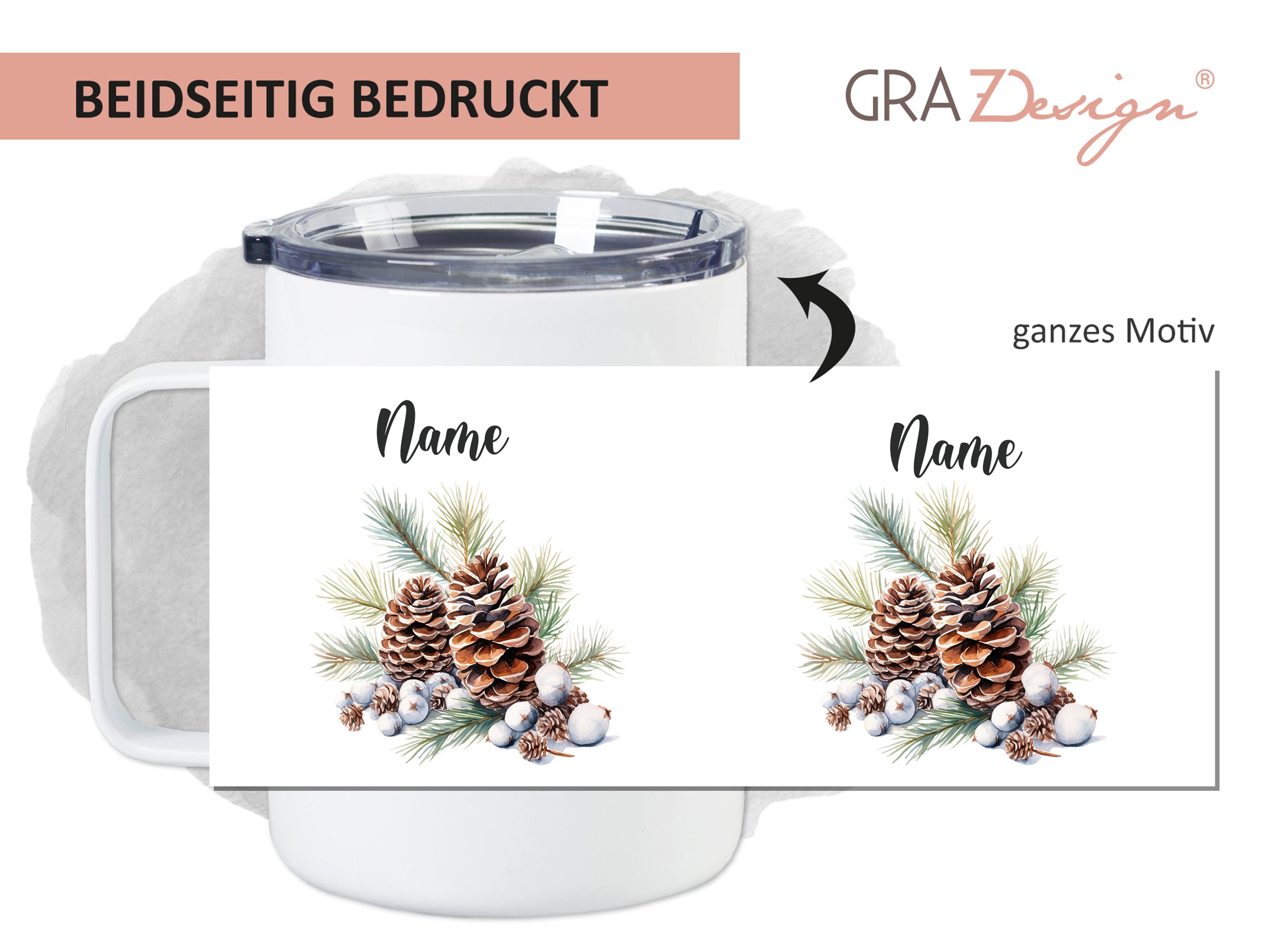 Wanderbecher mit Tannenzapfen