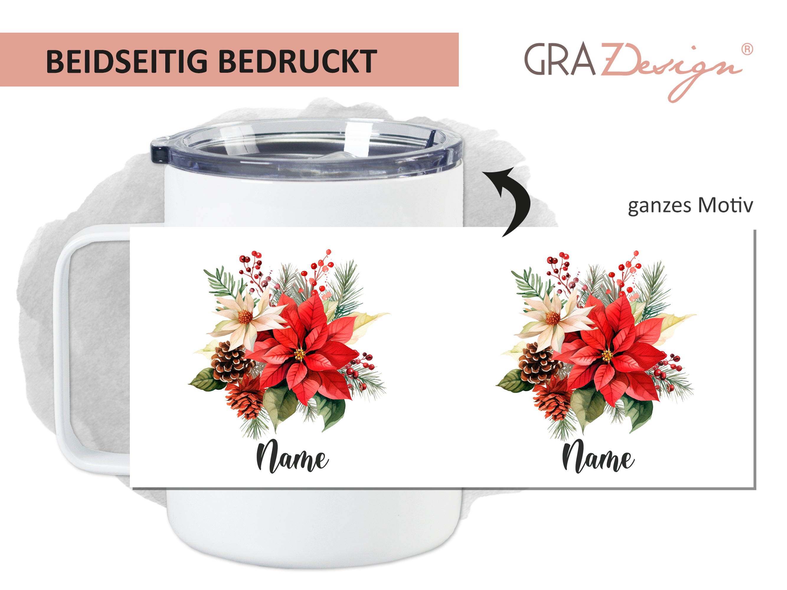 Wanderbecher mit Weihnachtsmotiv