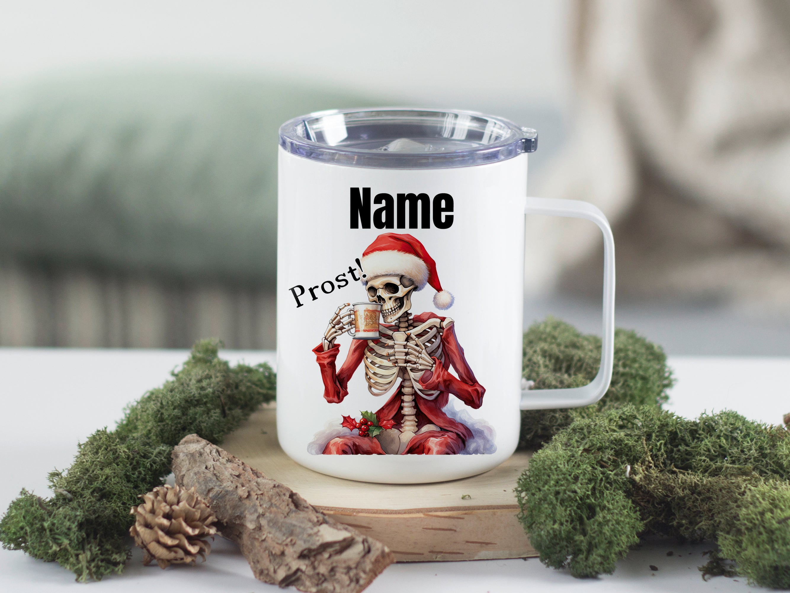 Wanderbecher mit Skelettmotiv