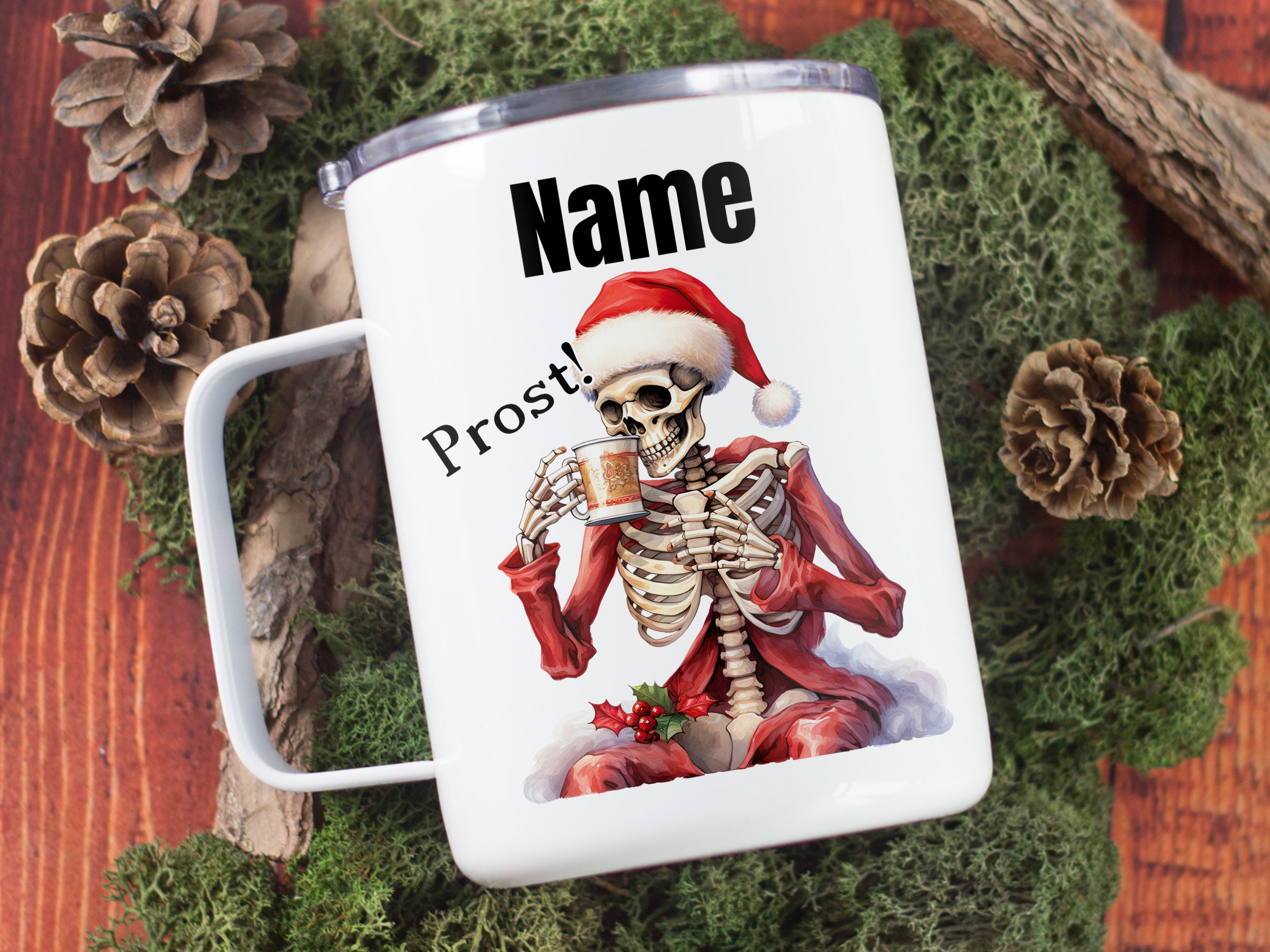 Wanderbecher mit Skelettmotiv