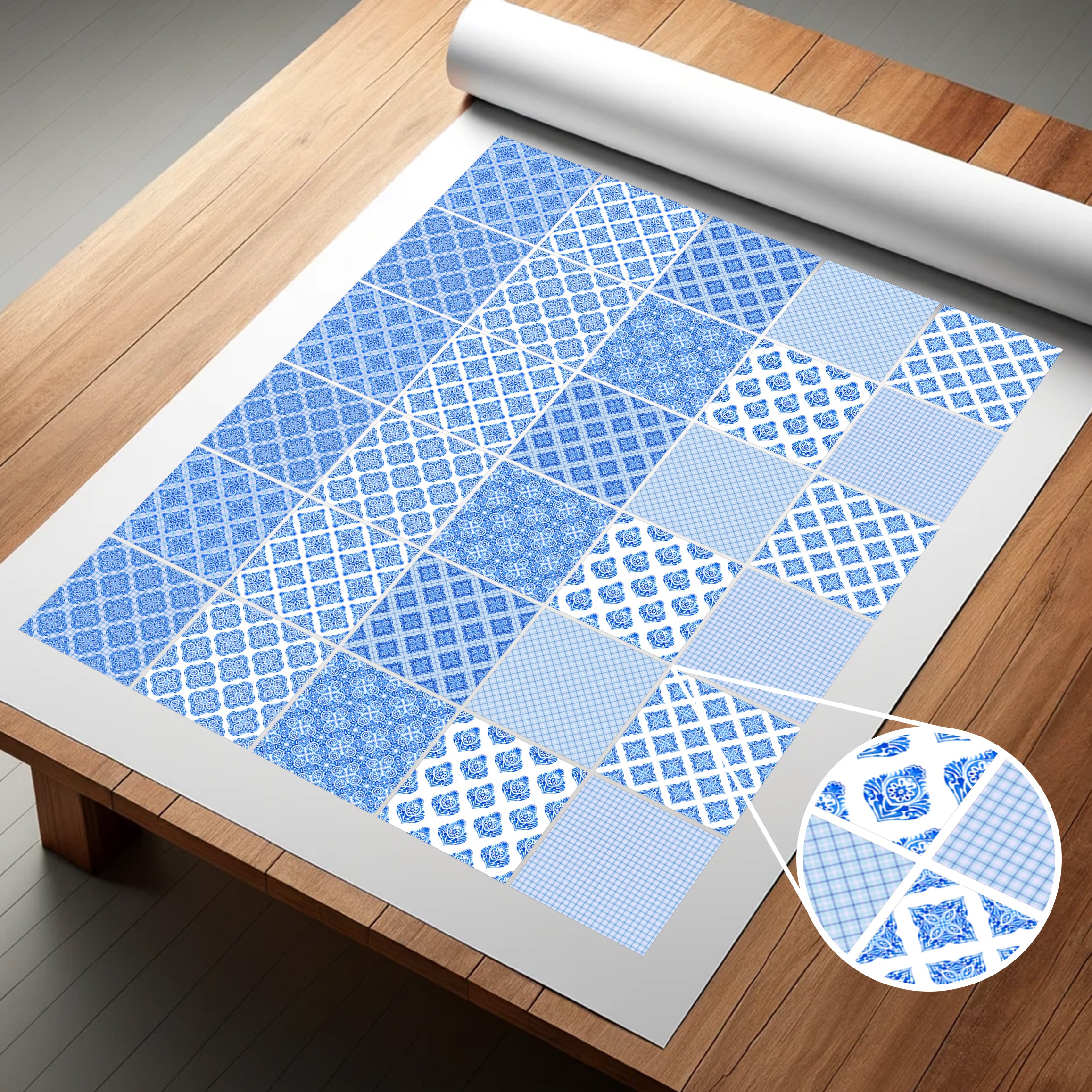 Fliesenaufkleber Blau 30 Stück