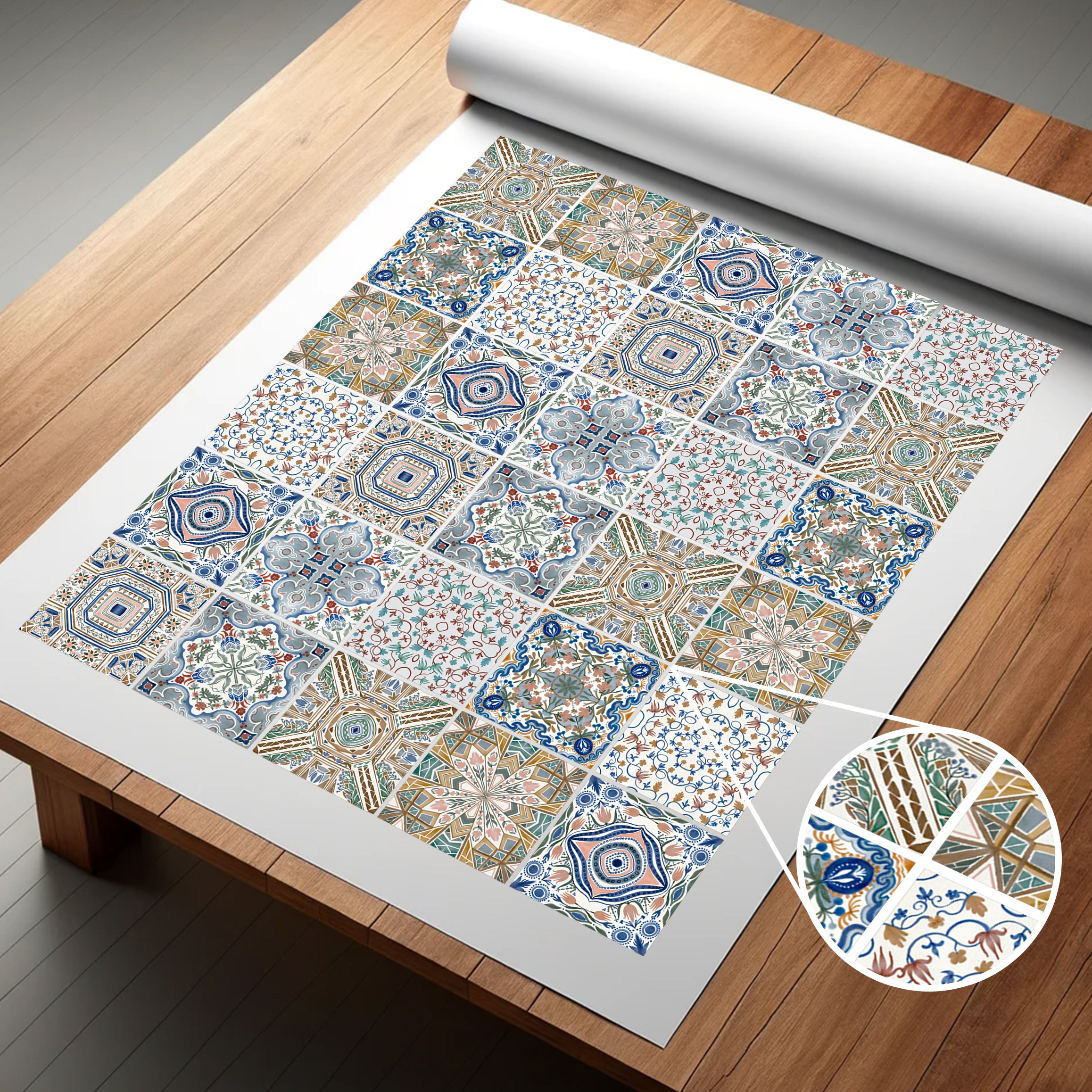 Fliesenaufkleber mit floralem Muster 30 Stück