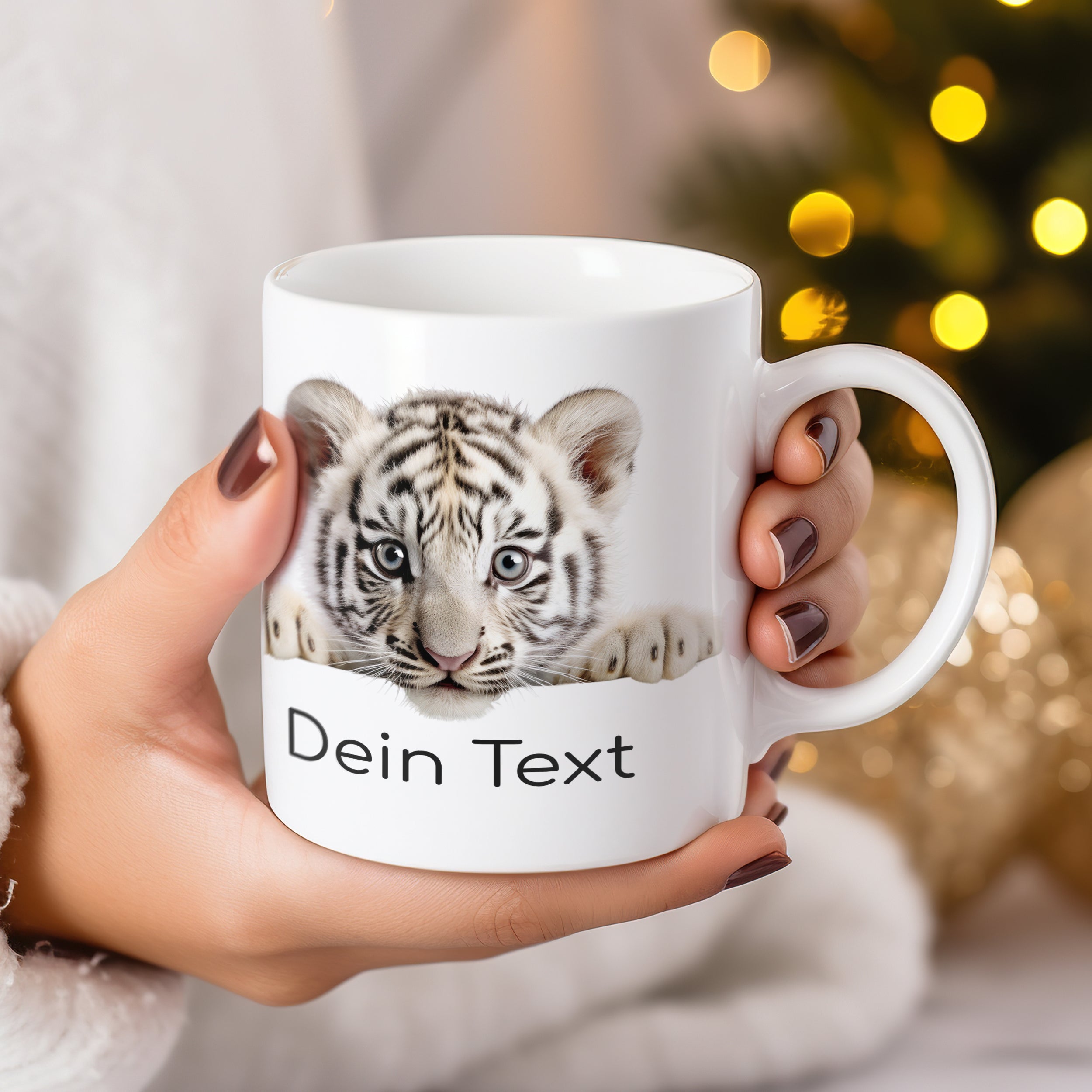 Tasse mit weißem Tiger
