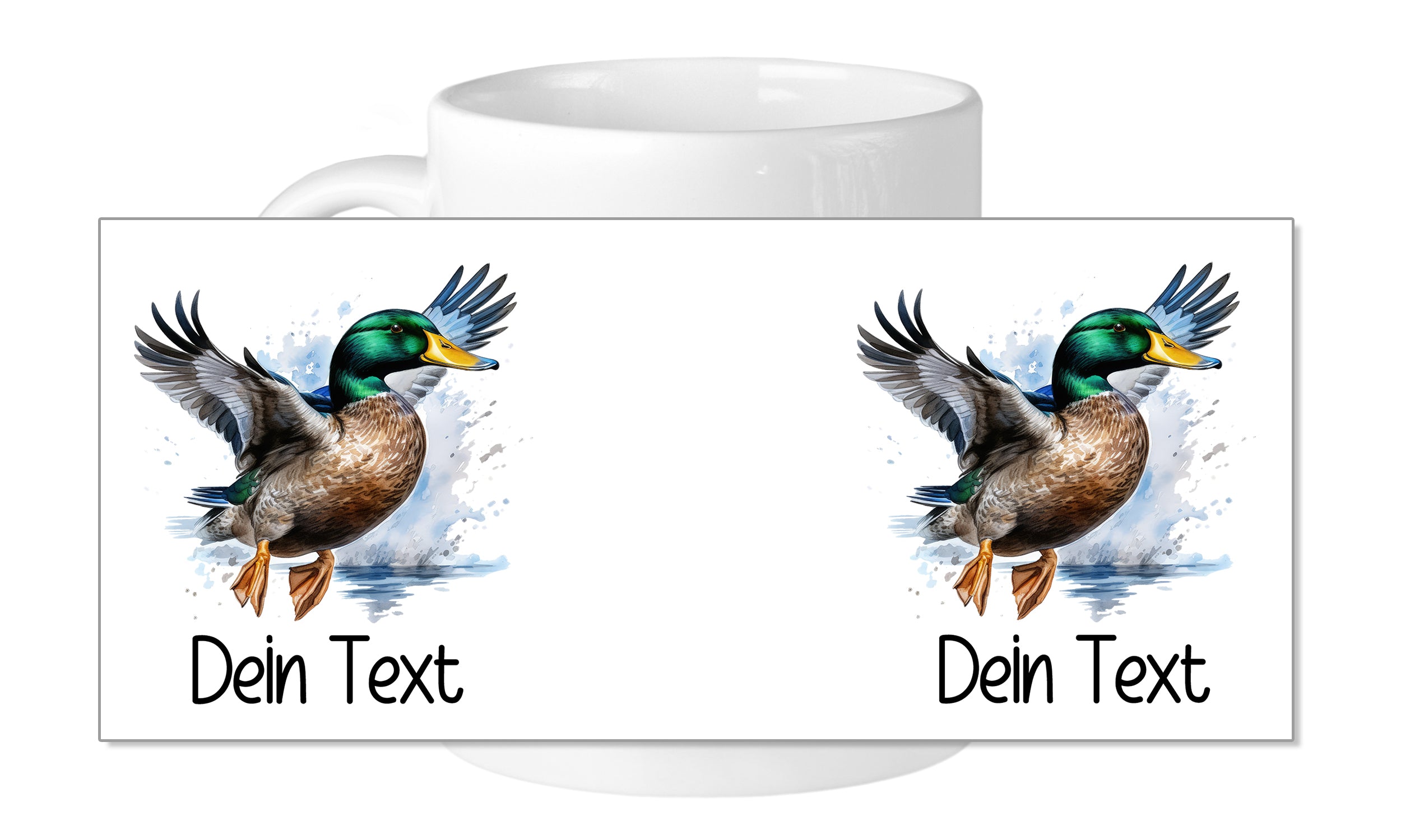 Tasse mit fliegender Ente