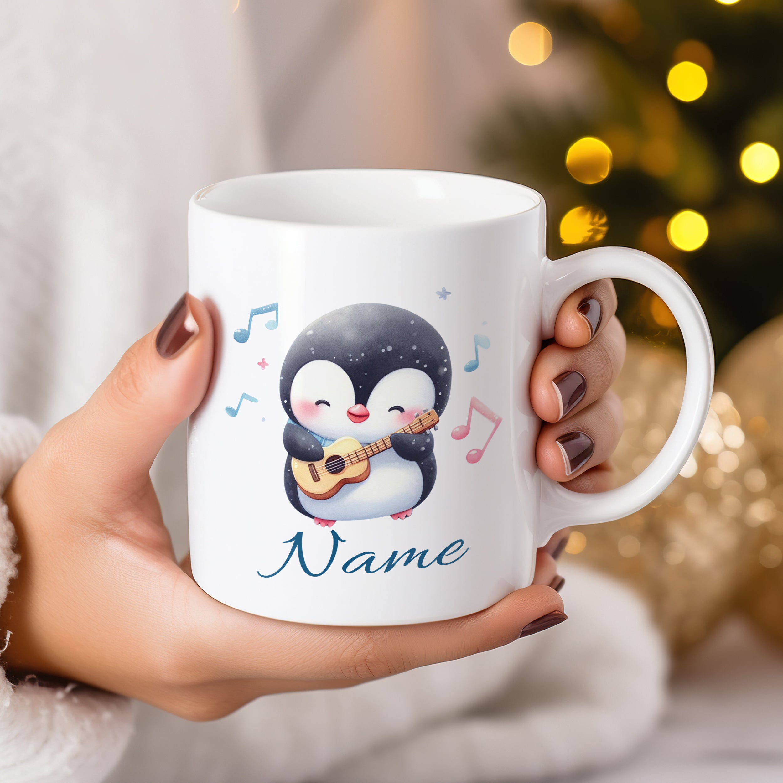 Tasse Pinguin mit Gitarre