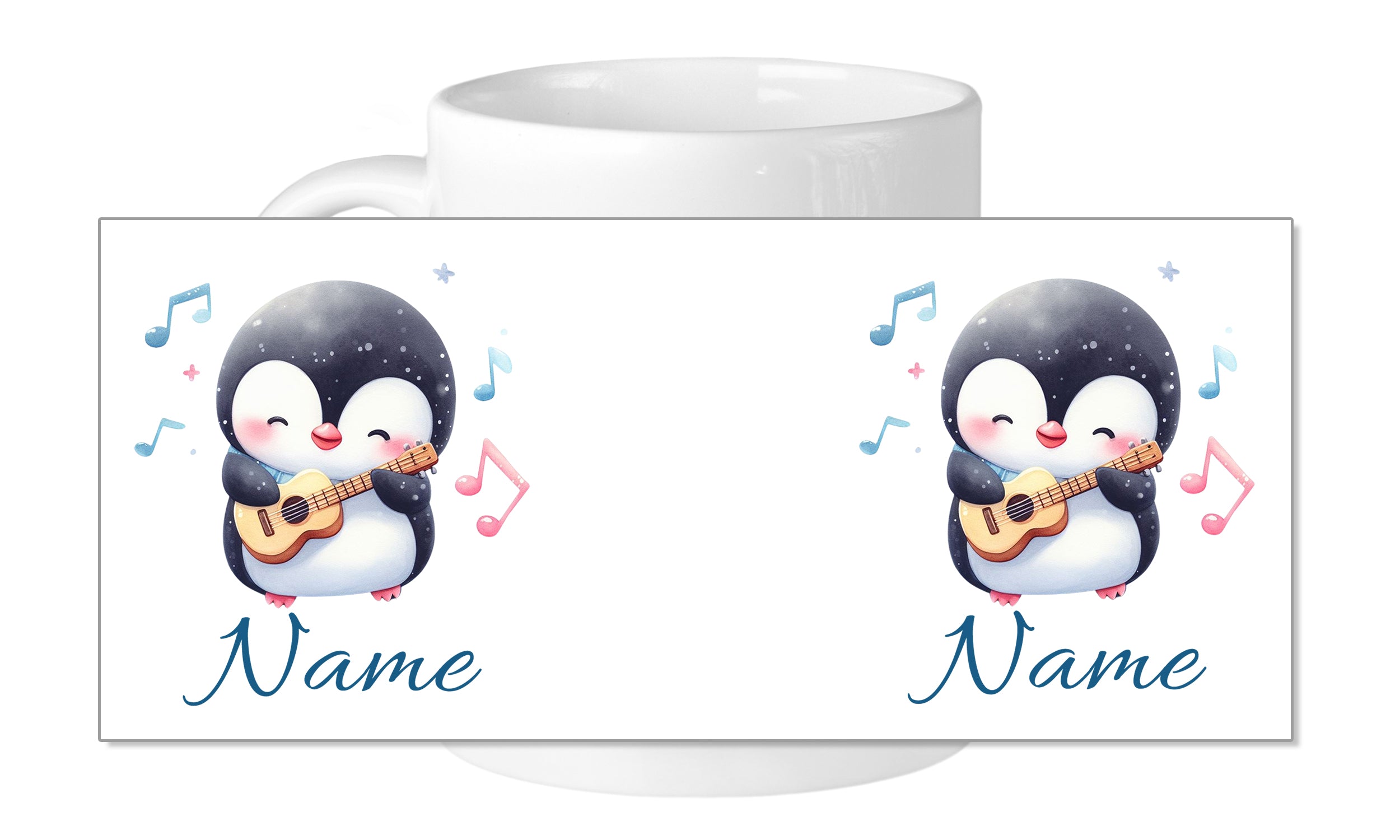 Tasse Pinguin mit Gitarre